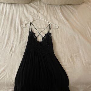 Free people Adela slip mini dress black